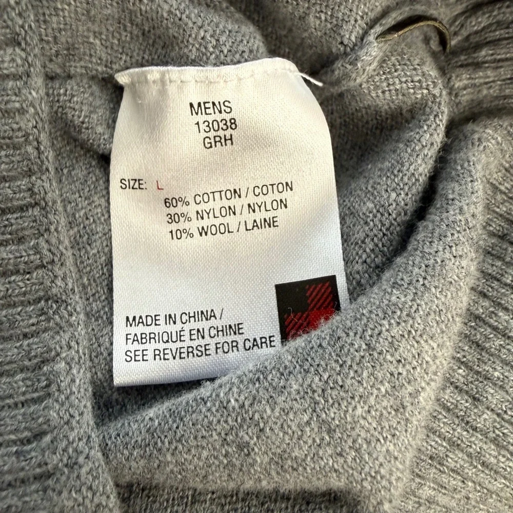 Woolrich Mens Gray V-Neck Sweater Vest Cotton Wool Blend Size L 13038 GRH